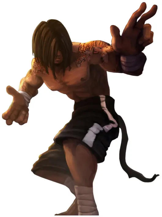 Tattooed Martial Artist in Action Pose