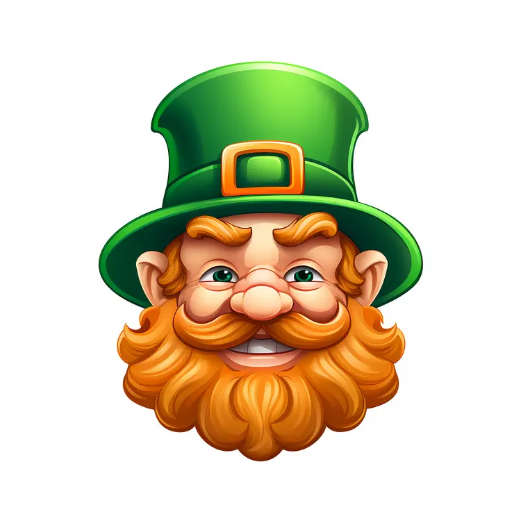 Leprechaun Face with Green Hat and Orange Beard