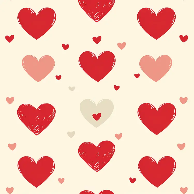 Pattern of Red and Pink Hearts