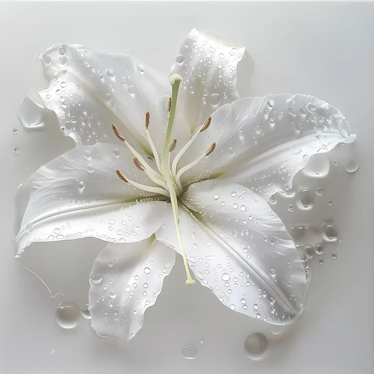 White Lily with Water Droplets