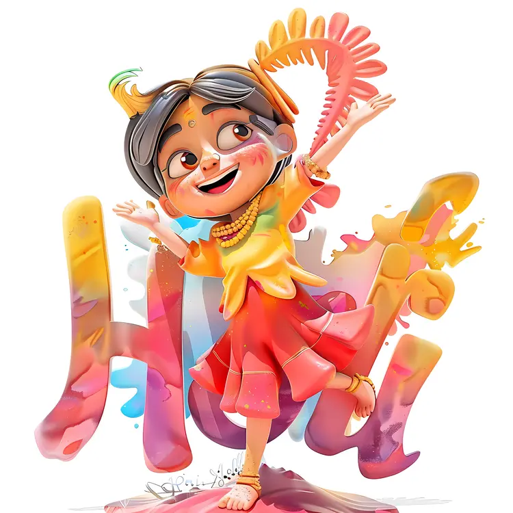 Happy Girl Celebrating Holi