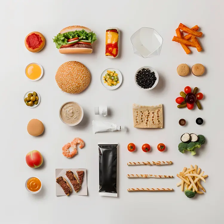 Assorted Fast Food with Shrimp and Olives