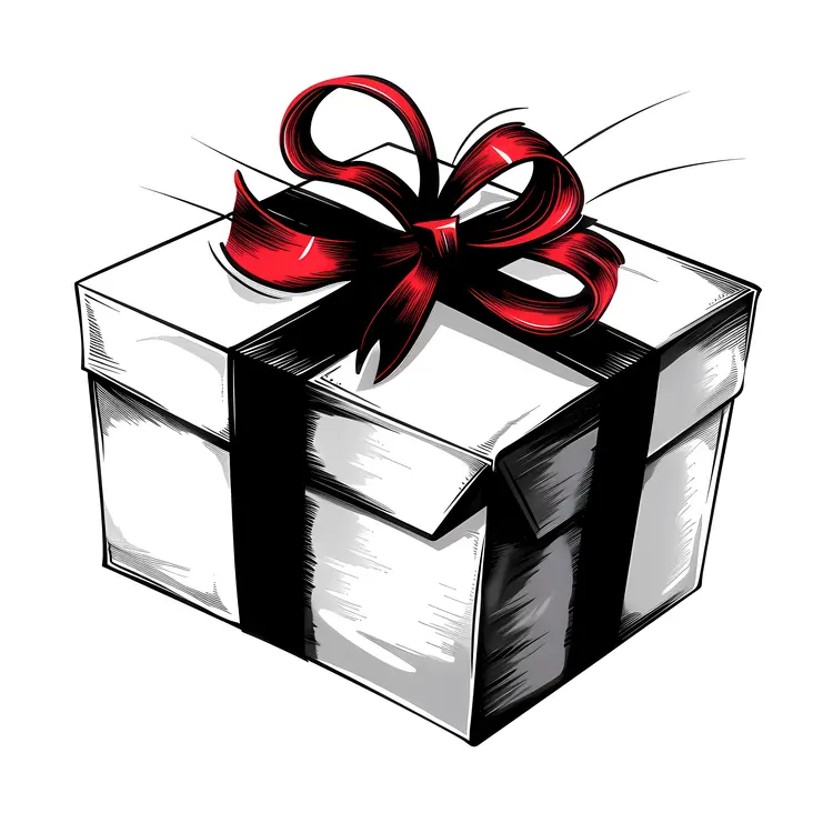 White Gift Box with Red Ribbon