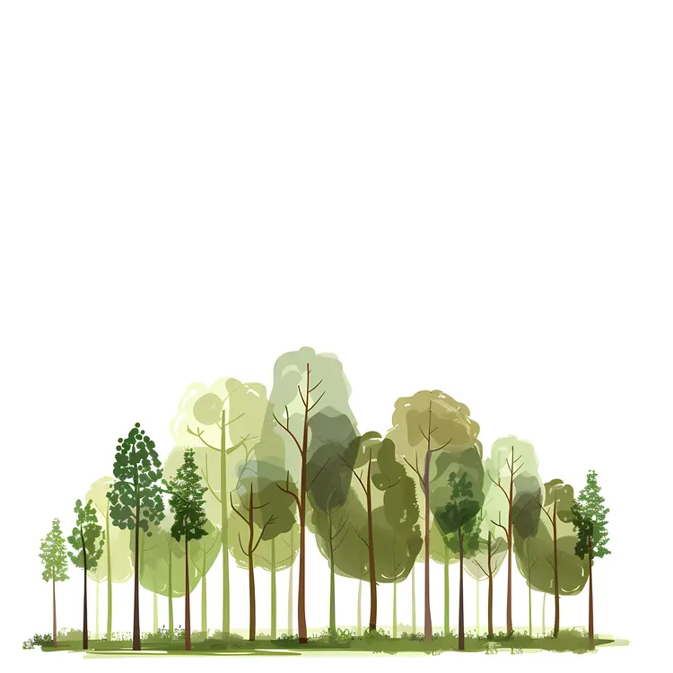 Tall Trees in Forest Illustration