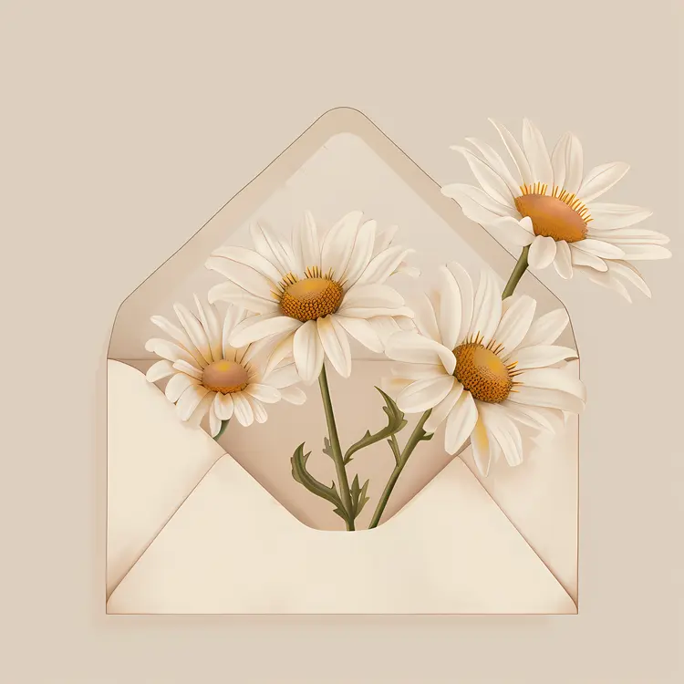 Daisies in Envelope Illustration
