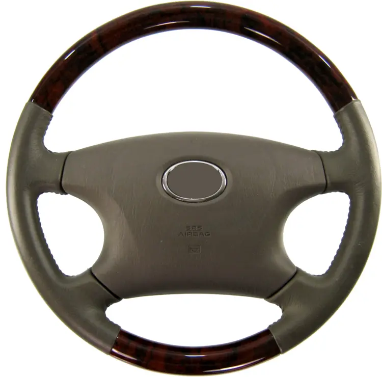 Gray and Wooden Steering Wheel