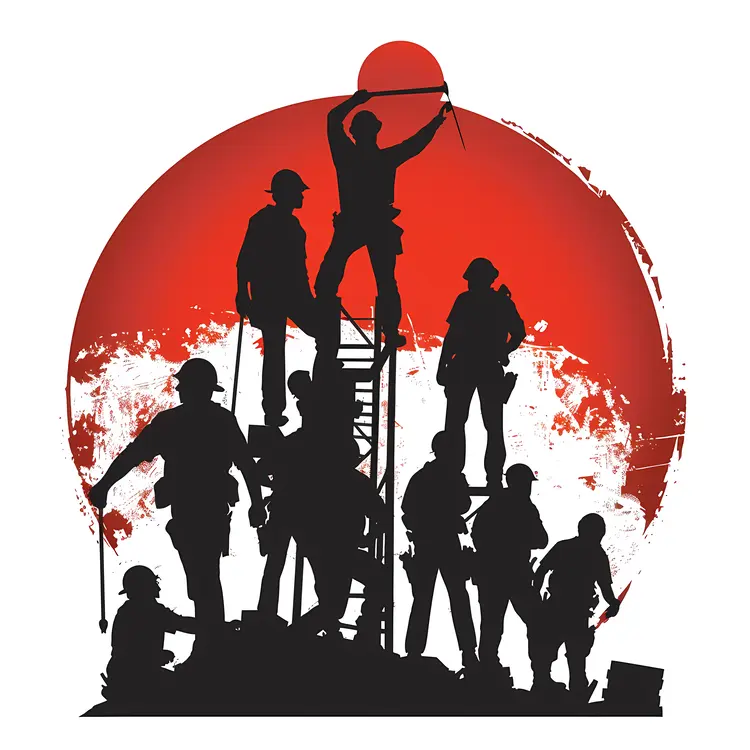 Silhouette of Construction Workers