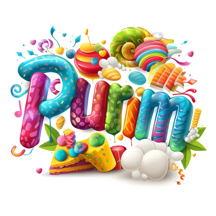 Colorful Purim Text with Candy