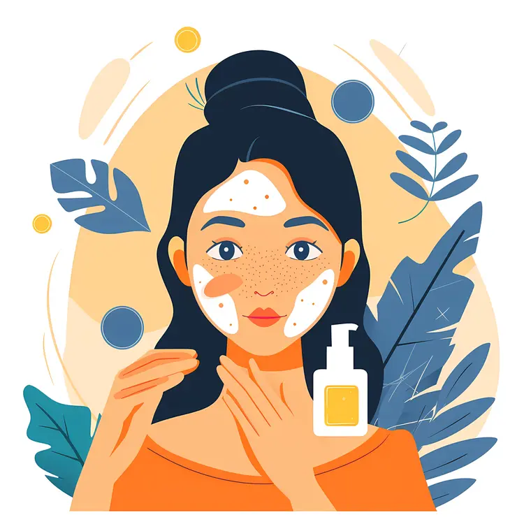 Illustration of Woman with Face Mask