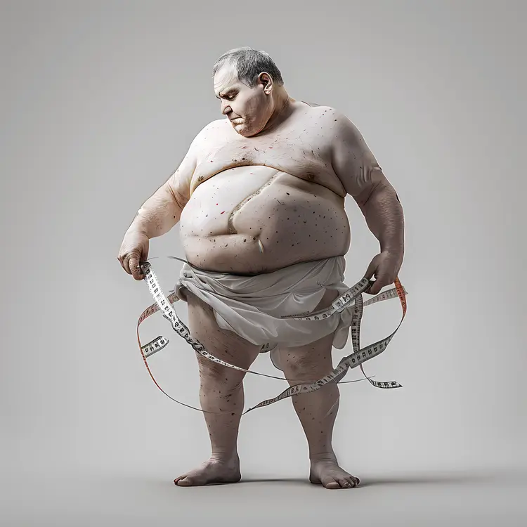 Overweight Man with Tape Measure