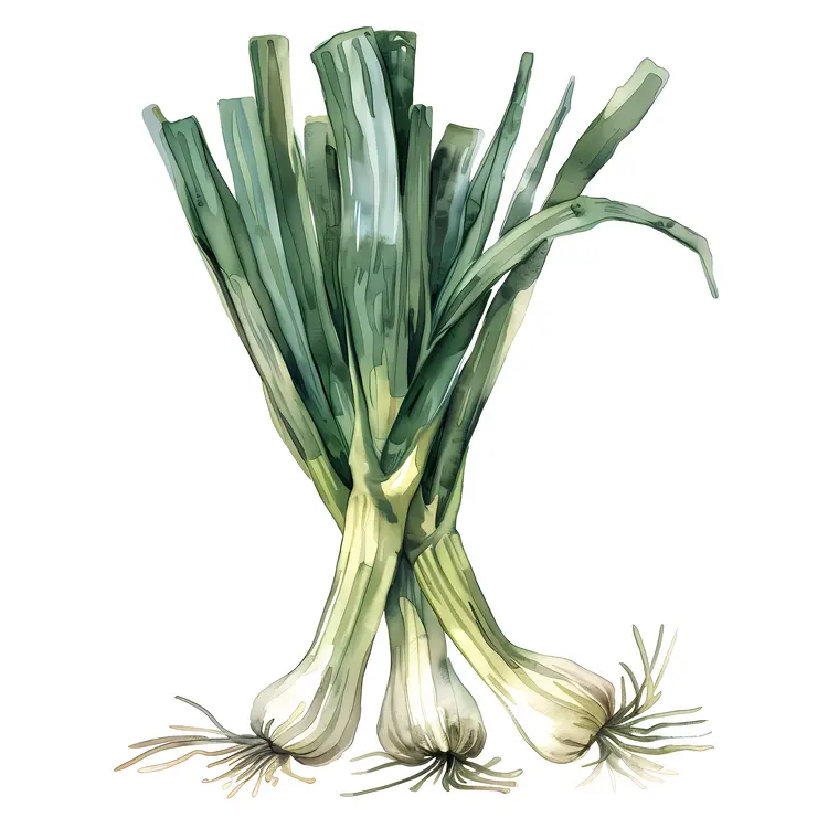Fresh Green Onions with Roots