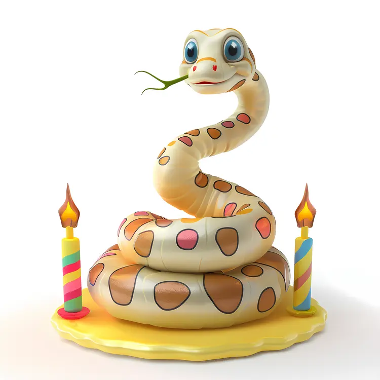 Cartoon Snake with Birthday Candles