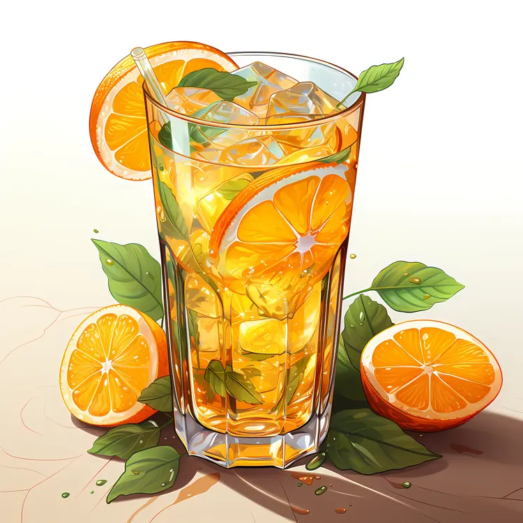 Orange Drink with Orange Slices and Mint