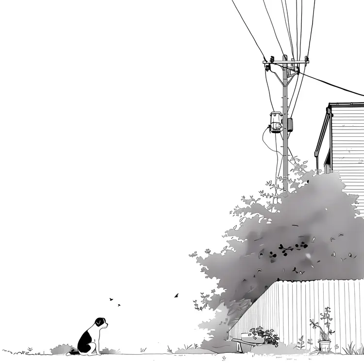 Cat in a Quiet Backyard