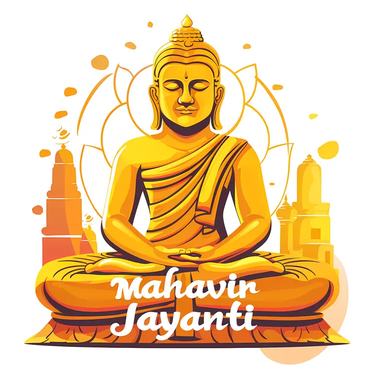 Golden Buddha Statue for Mahavir Jayanti