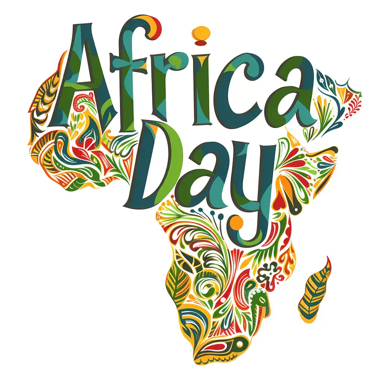 Colorful Africa Day Celebration with Patterned Map