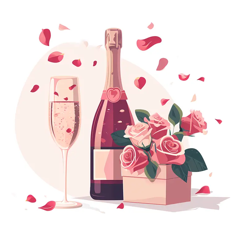Champagne and Roses for a Romantic Celebration