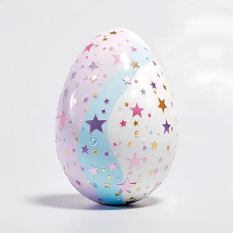 Colorful Decorative Egg with Stars for Easter