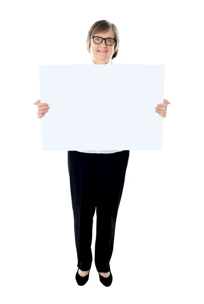 Elderly Woman Holding Blank Sign