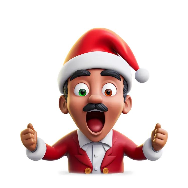 Excited Man in Santa Hat