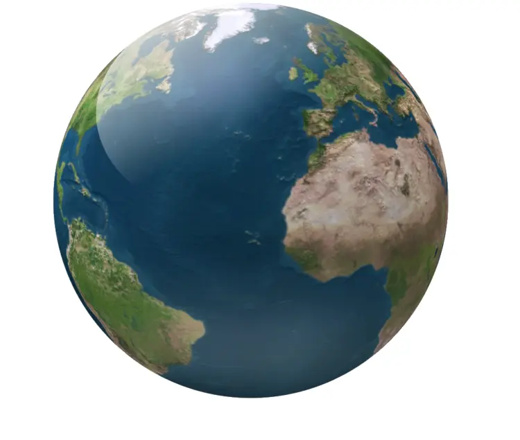 Earth Globe with Continents and Oceans