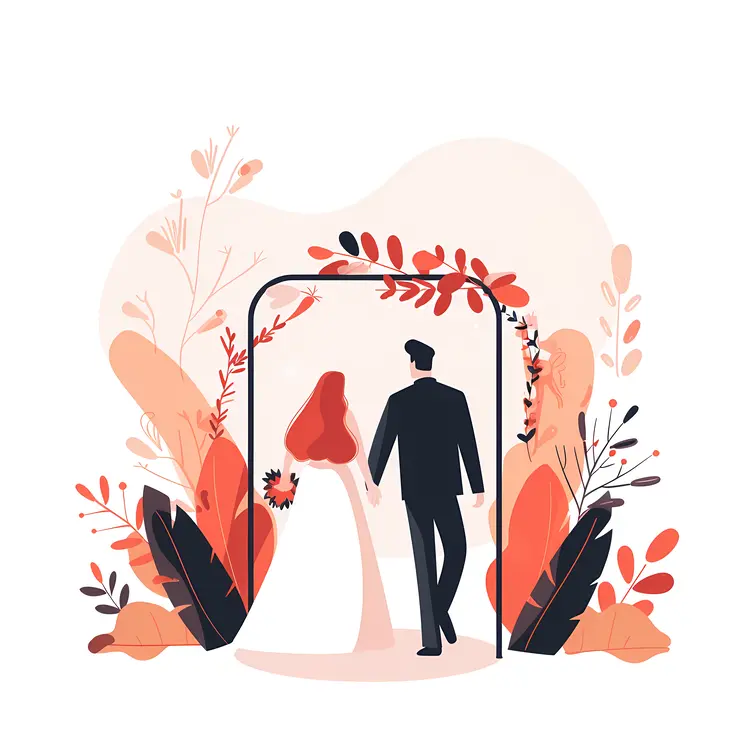 Wedding Couple Under Floral Arch