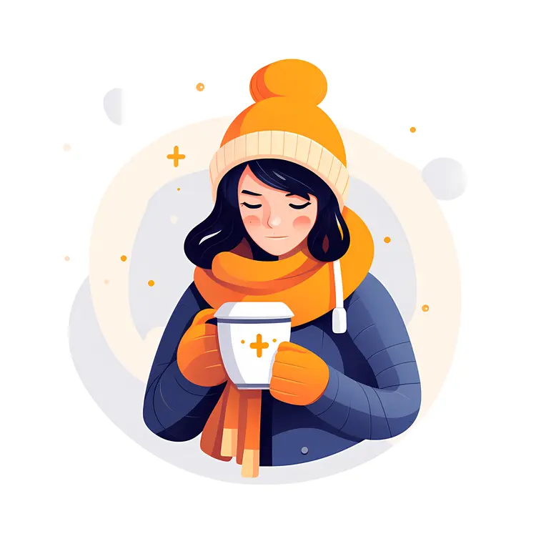 Girl Holding a Hot Drink in Winter Clothing
