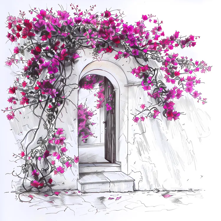 Pink Flowers on a Beautiful Archway