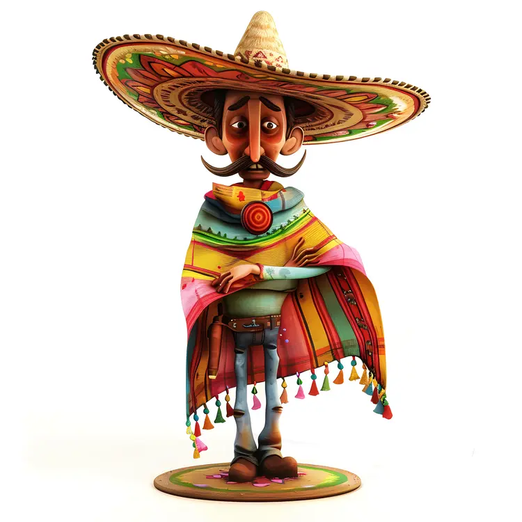 Sombrero Man in Colorful Poncho