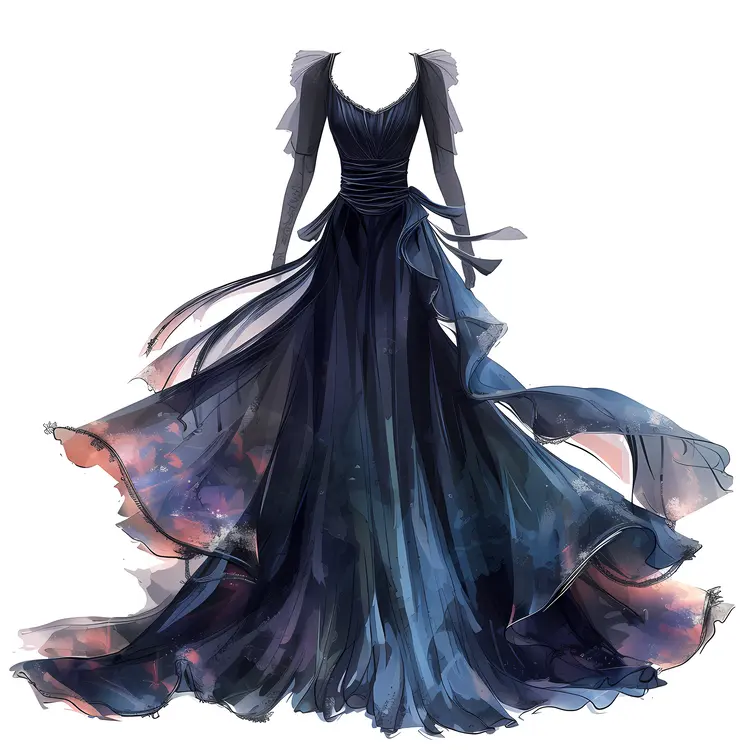 Elegant Dark Blue Long Dress