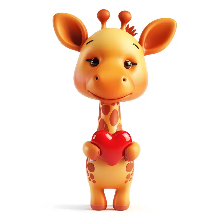Cute Giraffe Holding a Heart