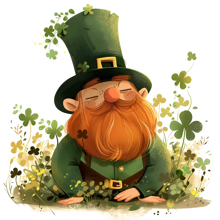 Leprechaun in Clovers for St. Patrick's Day