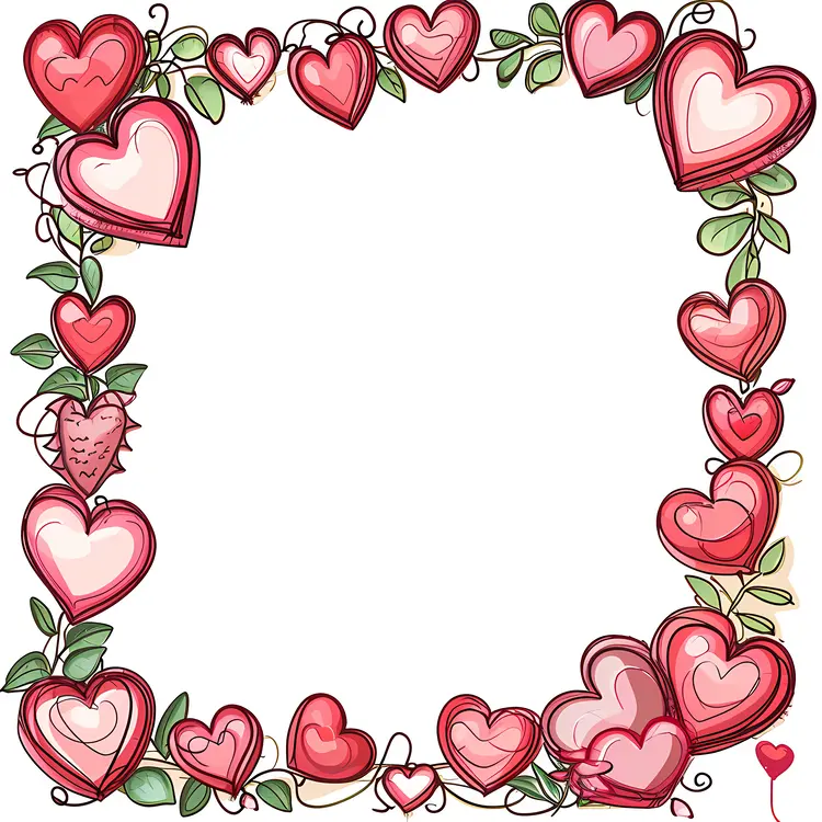 Red Heart Frame with Smiling Hearts