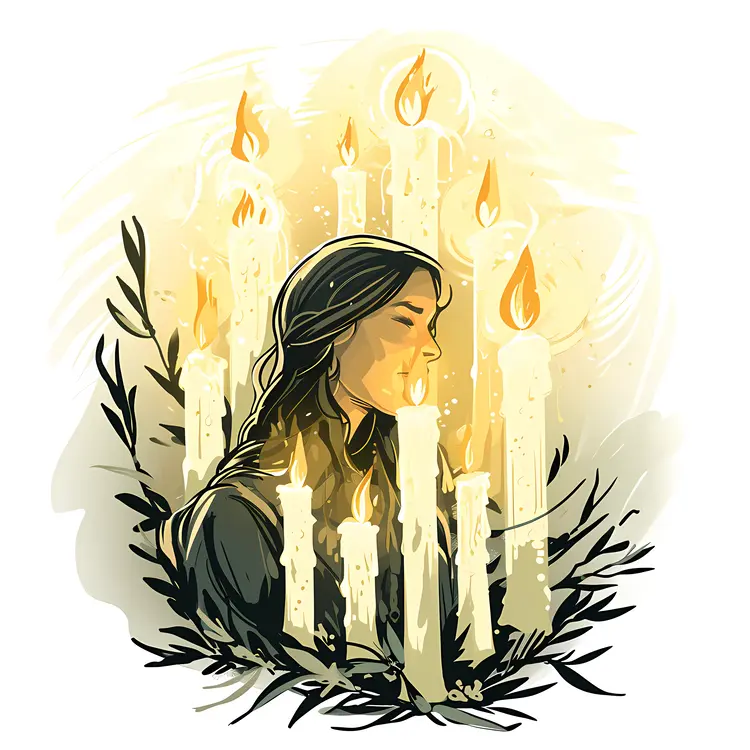 Illustration of Woman with Candles