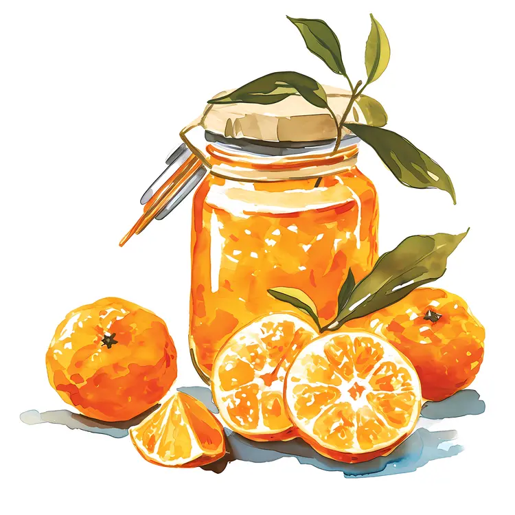 Jar of Orange Jam with Fresh Oranges