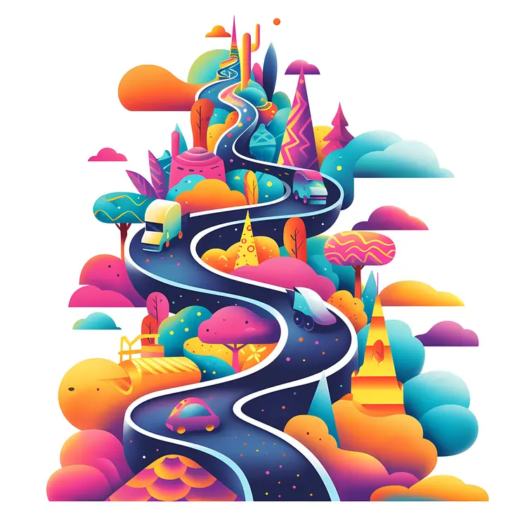 Colorful Road through Fantasy Landscape