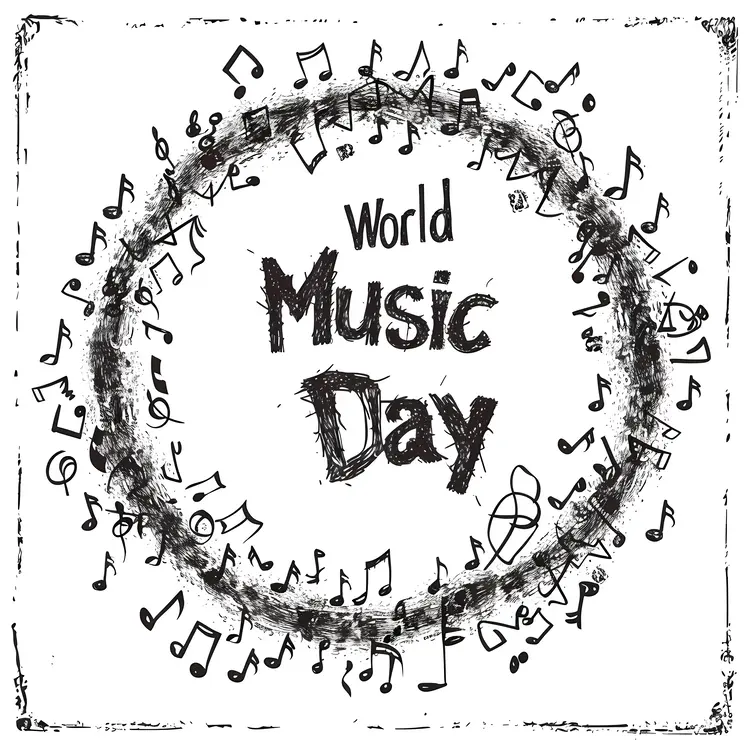World Music Day Celebration with Musical Notes