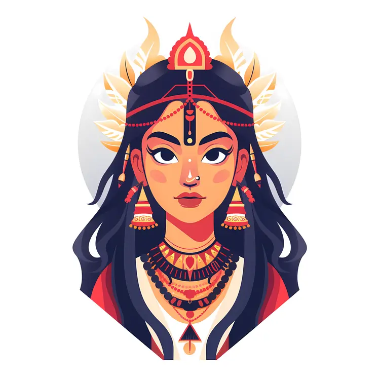 Ornate Woman Portrait with Traditional Jewelry