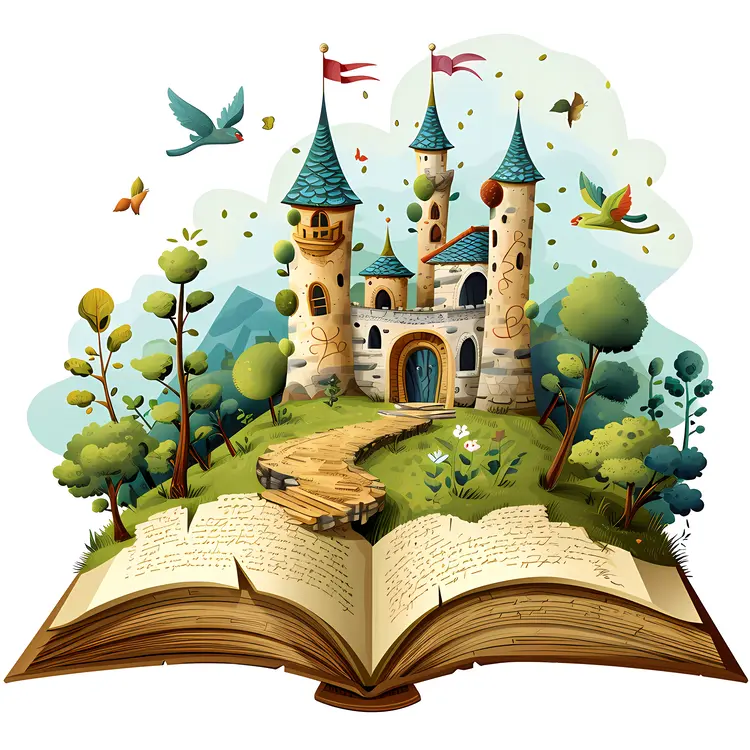 Castle with Trees Emerging from a Book