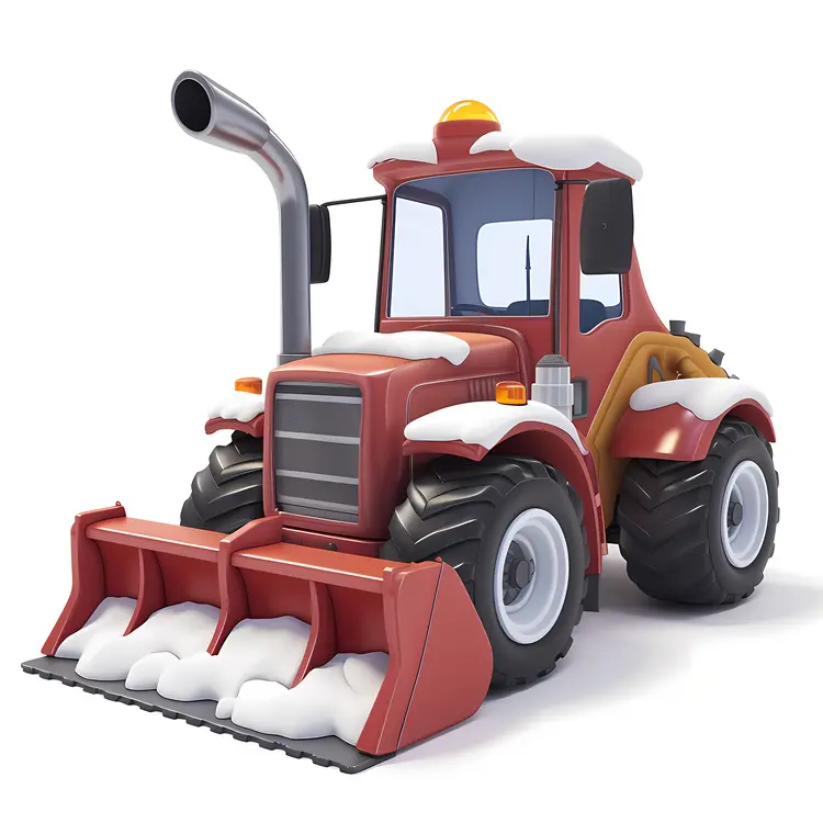 Red Snowplow with Exhaust Pipe