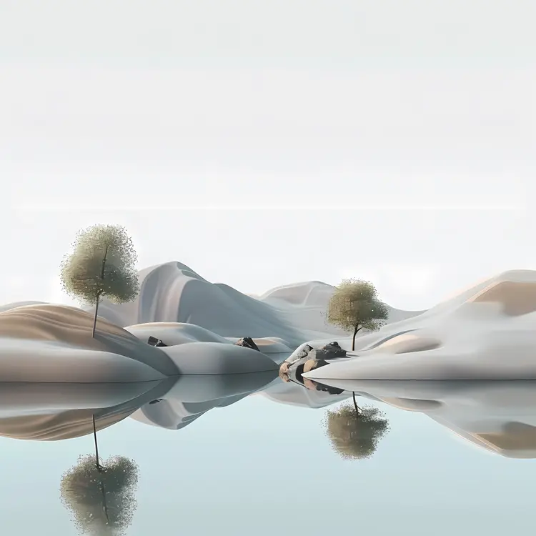 Serene Lake with Trees