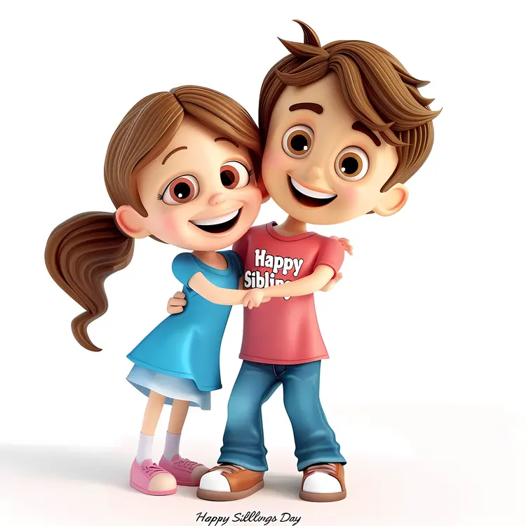 Happy Siblings Day with Cute Characters