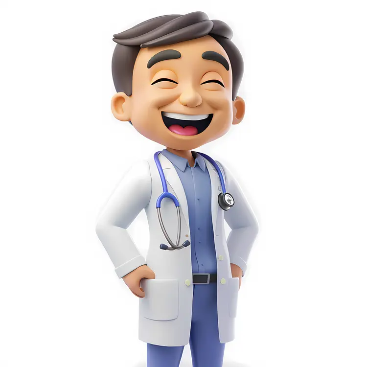 Happy Cartoon Doctor with Stethoscope