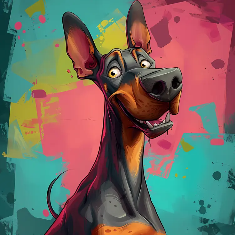 Happy Cartoon Dog with Colorful Background