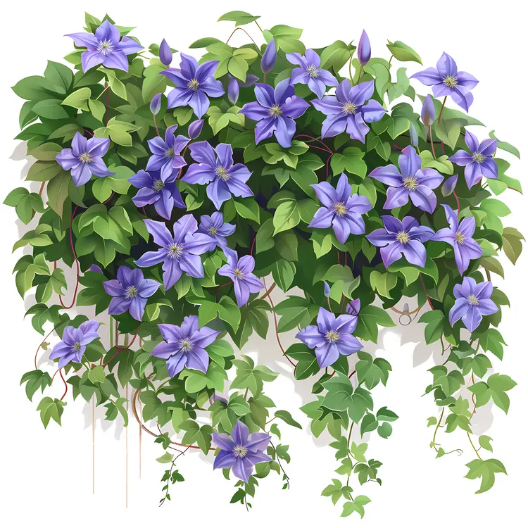 Blue Flowers on Green Vine