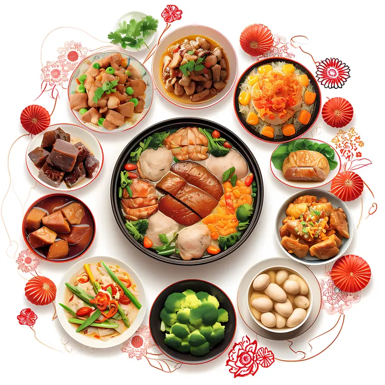 Traditional Chinese Food Spread
