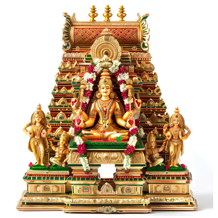 Hindu Temple with Deity and Statues