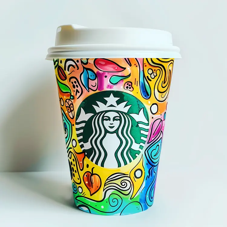 Colorful Starbucks Cup with Artistic Design