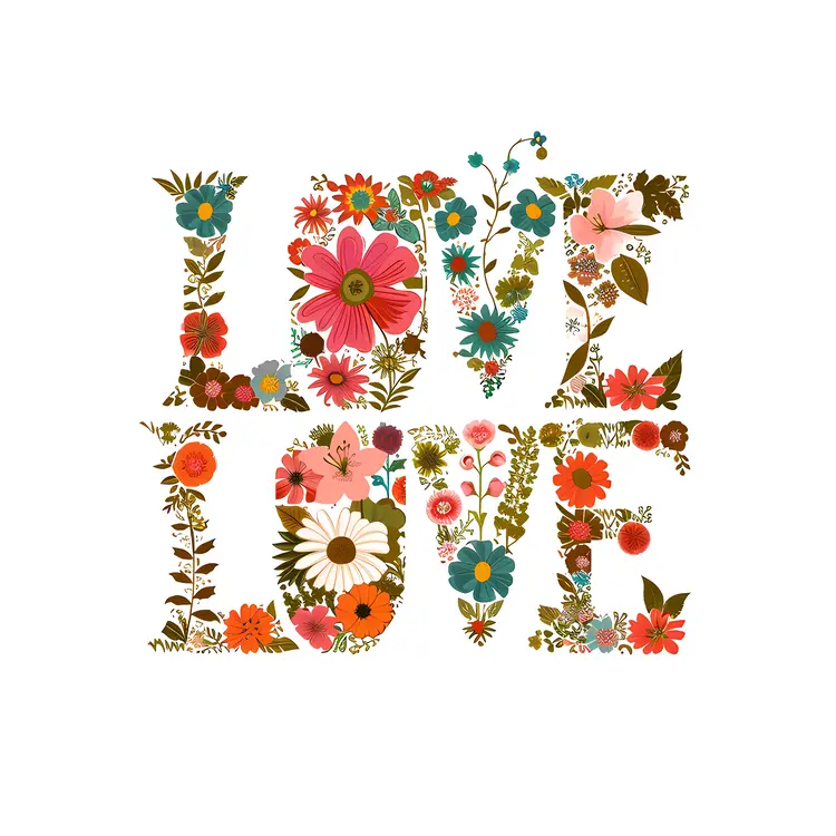 Colorful Flower LOVE Typography