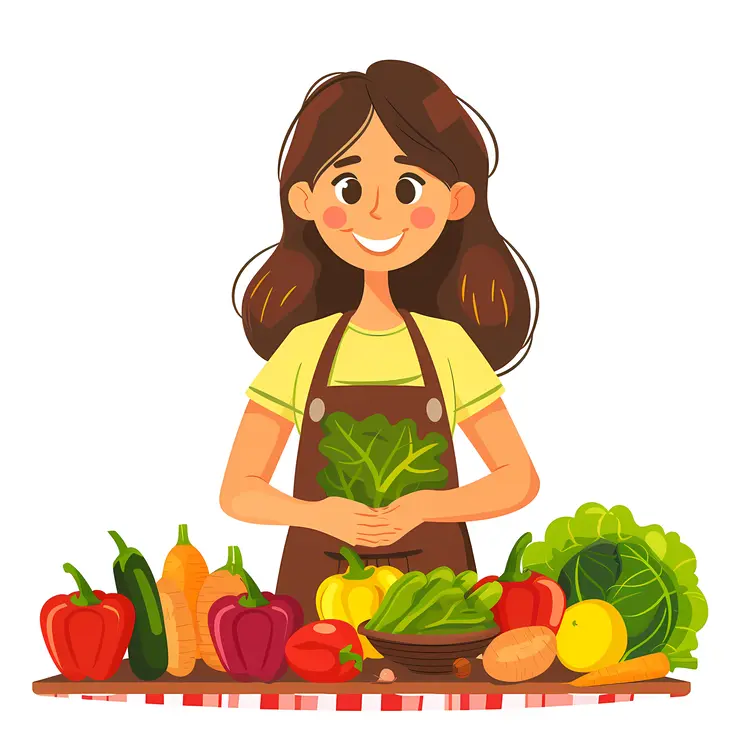 Woman with Fresh Vegetables